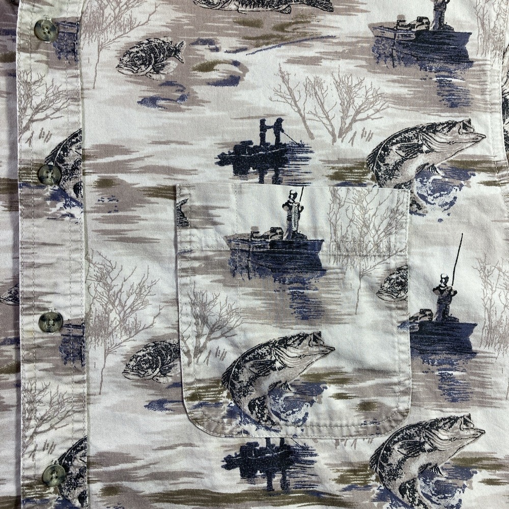 Wrangler Shirt Men 2XL XXL All Over Print Outdoor Gear Fishing Button Down SS - Picture 3 of 16